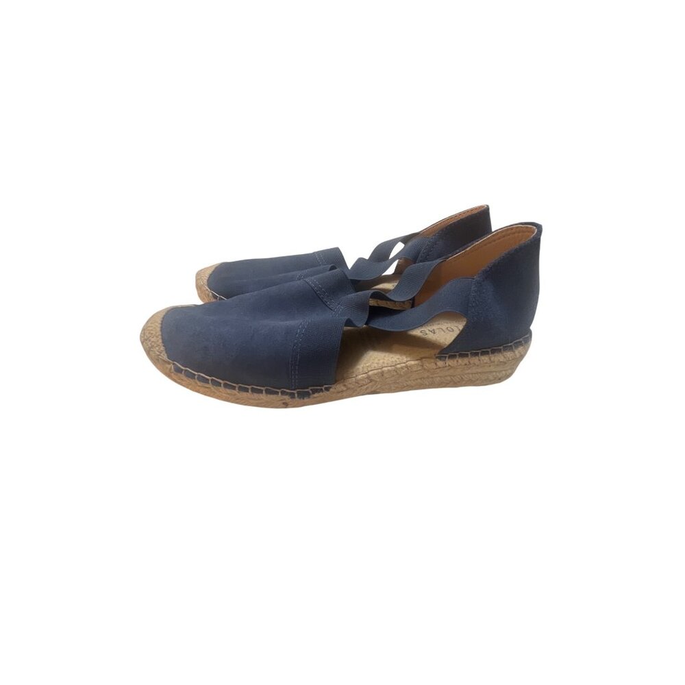 Fabiolas Womens Navy Blue Espadrille Flats Crafted In Spain Size 8 With‎ Elastic